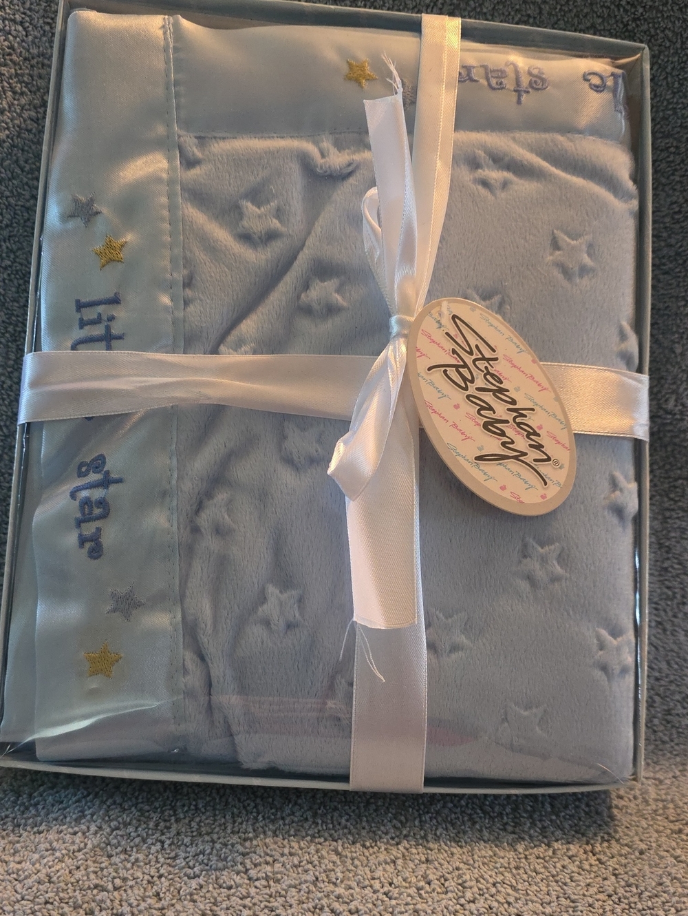 Stephen Baby Light Blue Star Plush Baby Blanket